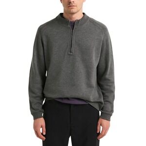 Tommy Bahama Gray Purple Reversible Half Zip Pullover Mock Neck Mens Sweater XXL